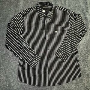 Express 1MX Stretch Modern Fit LS Button Down Black Striped Shirt 2XL 18-18.5